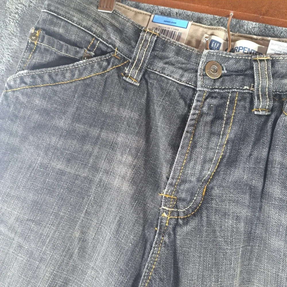 Gap Kids Boys Carpenter Jeans Size 10 Husky Gray Denim Utility Pants Workwear